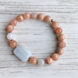 Beaded genuine gemstone bracelet